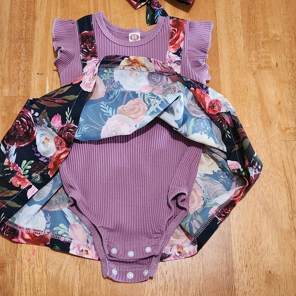 Baby Girl floral Dress with headband. Size 12-18M - Picture 8 of 13